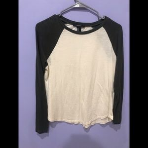 Olive green and white baseball tee